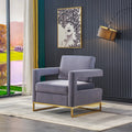 Modern Velvet Accent Chair, Elegant Armchair With Stainless Steel Base Grey Velvet