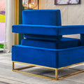 Modern Velvet Accent Chair, Elegant Armchair With Stainless Steel Base Blue Velvet