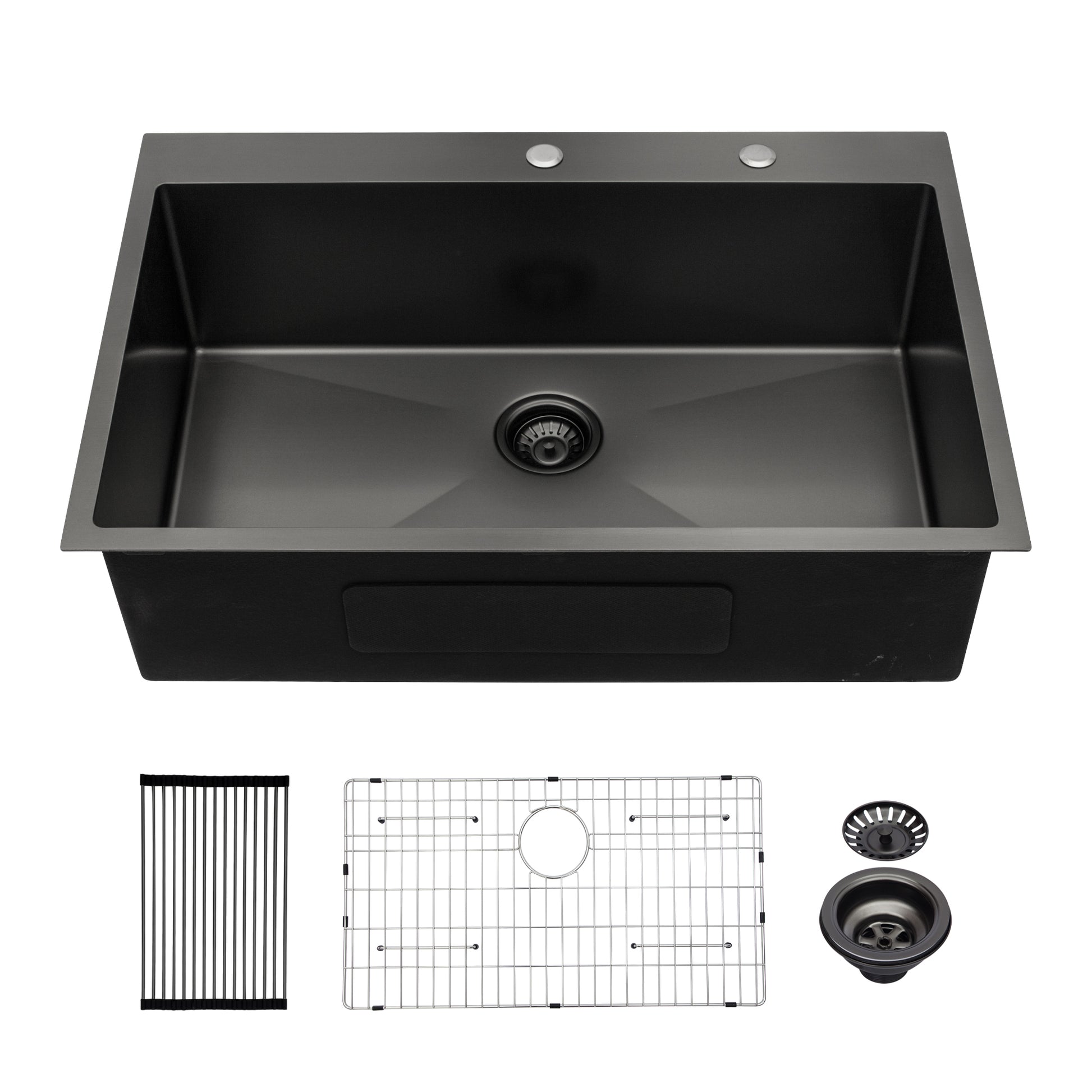 33X22 Inch Kitchen Sink Drop In Gunmetal Black 16 Gauge Stainless Steel 33" Single Bowl Topmount Kitchen Sink Basin Gunmetal Black Stainless Steel