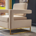 Modern Velvet Accent Chair, Elegant Armchair With Stainless Steel Base Cream Velvet
