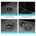 30X22 Inch Kitchen Sink Drop In Gunmetal Black 16 Gauge Stainless Steel 30