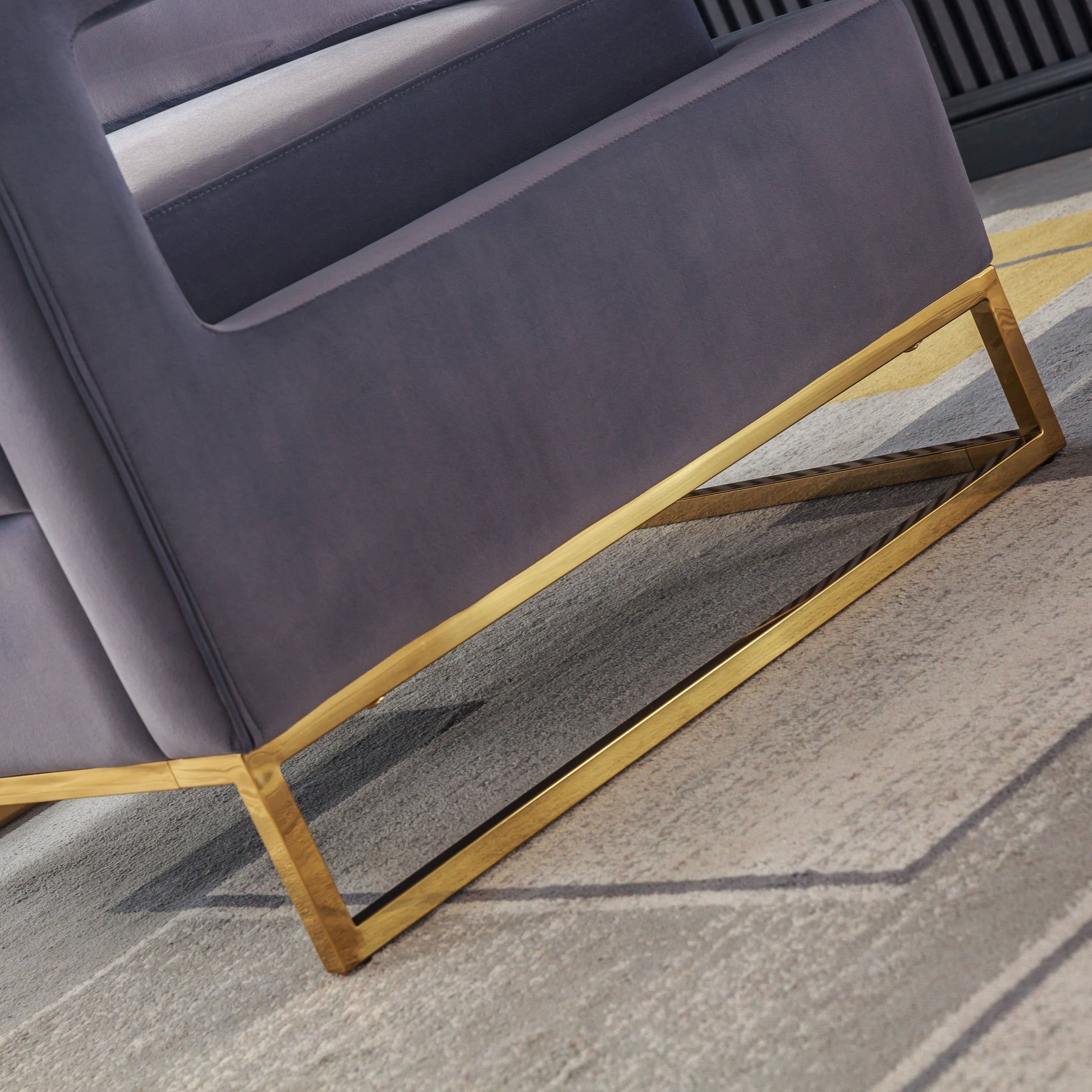 Modern Velvet Accent Chair, Elegant Armchair With Stainless Steel Base Grey Velvet