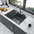 33X22 Inch Kitchen Sink Drop In Gunmetal Black 16 Gauge Stainless Steel 33