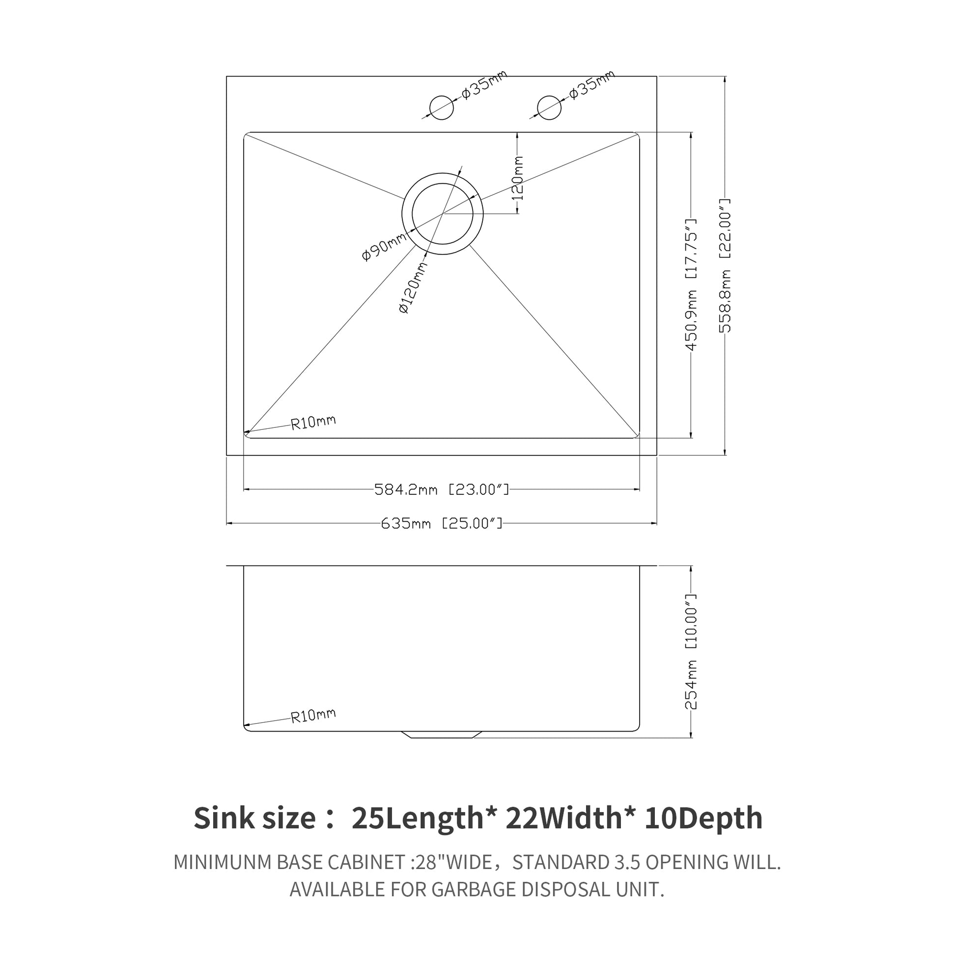 Stainless Steel Drop In Kitchen Sink 25 Inch Drop In Topmount Sinks 16 Gauge R10 Tight Radius Deep Single Bowl 25" Basin Sink Brushed Nickel Stainless Steel