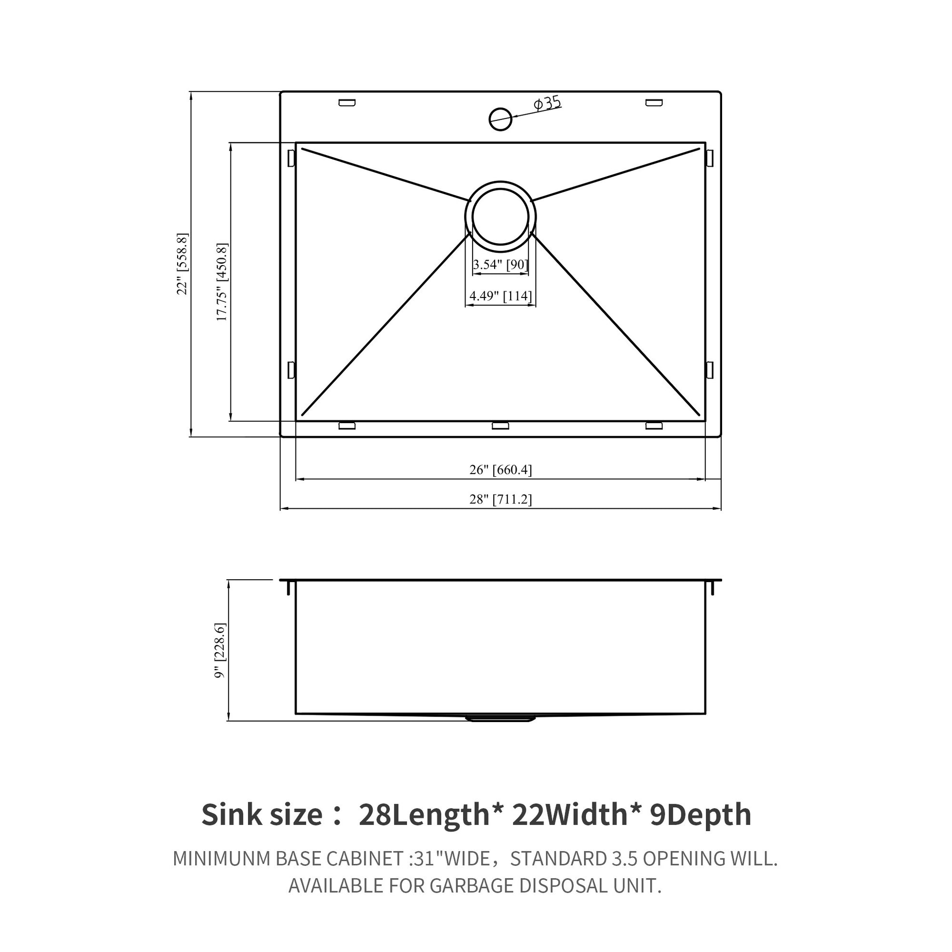 28 Kitchen Sink Drop In 28X22 Gunmetal Black Drop In Topmount 18 Gauge Stainless Steel Kitchen Sink Gunmetal Black Stainless Steel