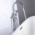 Freestanding Tub Filler Bathtub Faucet Chrome With Hand Held Shower Floor Mount Chrome Brass