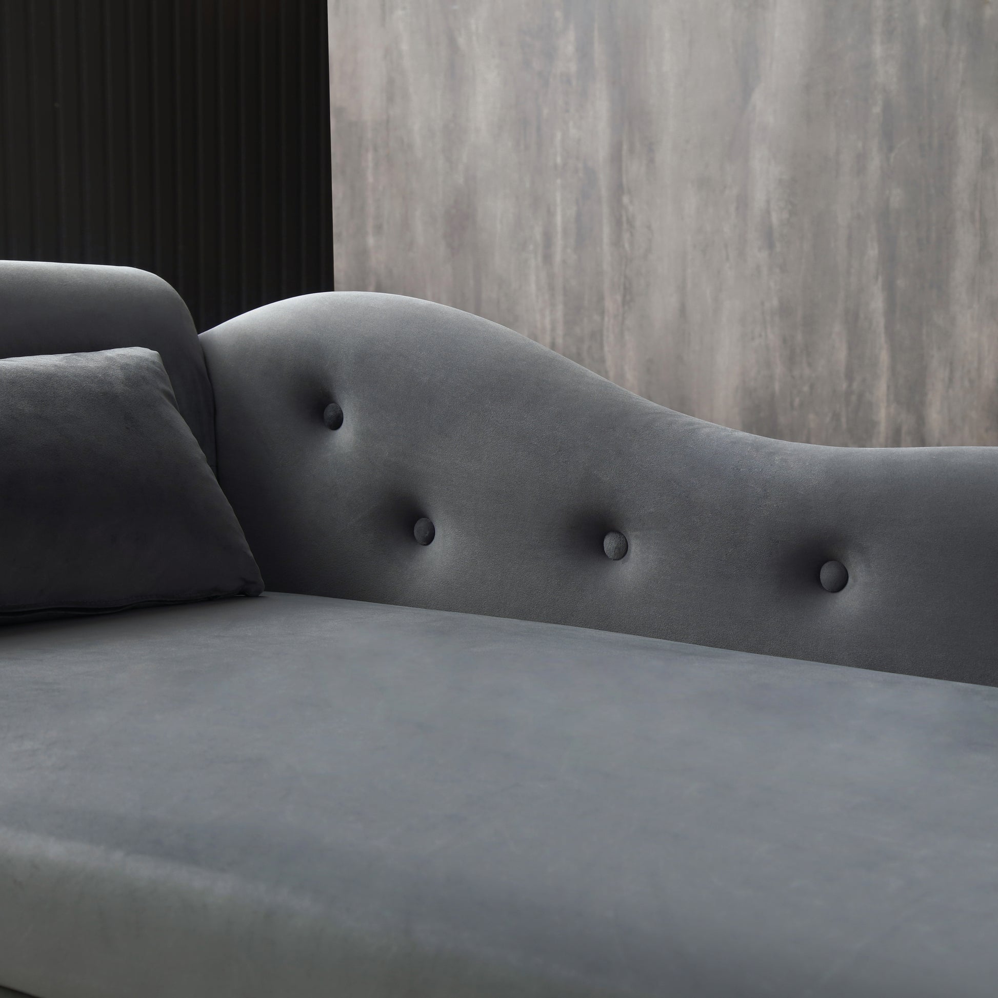 Aijia 60" Velvet Multifunctional Storage Chaise Lounge Buttons Tufted Trimmed Solid Wood Legs With 1 Pillow,Grey Grey Velvet