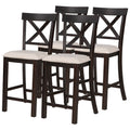 6 Piece Counter Height Dining Table Set Table With Shelf 4 Chairs And Bench For Dining Room Espresso Espresso Solid Wood