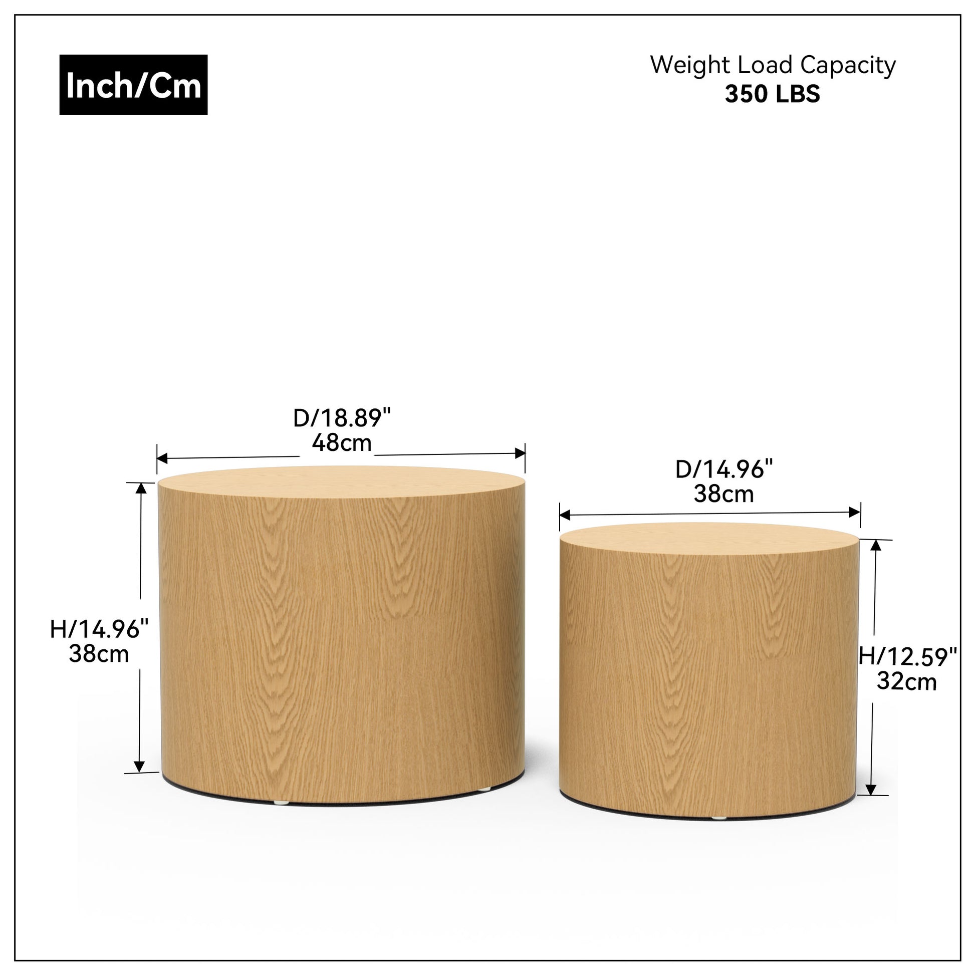 Mdf Side Table Coffee Table End Table Nesting Table Set Of 2 With Oak Veneer For Living Room,Office,Bedroom Oak Mdf