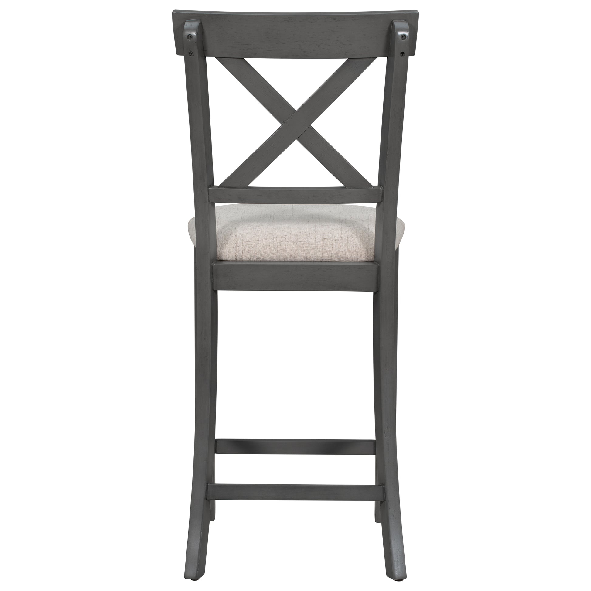 6 Piece Counter Height Dining Table Set Table With Shelf 4 Chairs And Bench For Dining Room Gray Gray Solid Wood