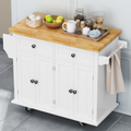 Kitchen Island Cart with Two Storage Cabinets and Two white-mdf