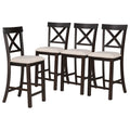 6 Piece Counter Height Dining Table Set Table With Shelf 4 Chairs And Bench For Dining Room Espresso Espresso Solid Wood