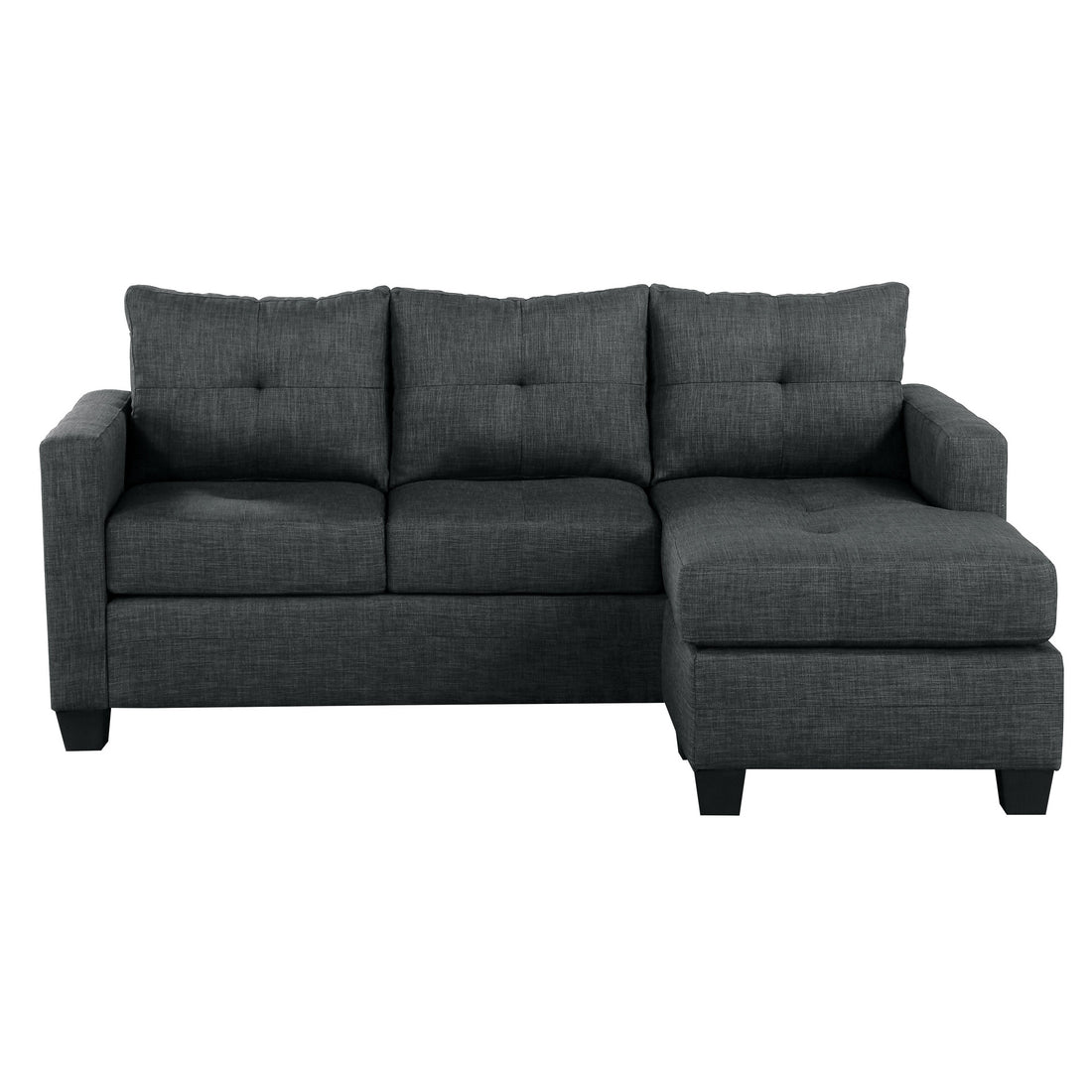 Unique Style Dark Gray Color 1Pc Reversible Sofa Chaise Lenin Like Fabric Upholstered Track Arms Tufted Sectional Sofa Dark Gray Primary Living Space Solid Wood