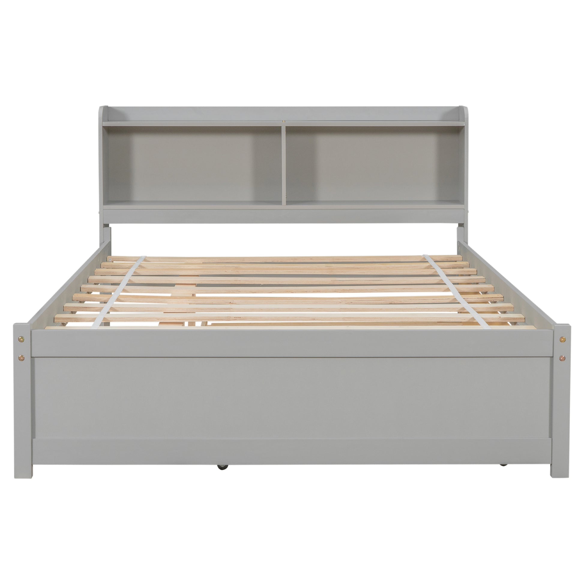 Full Bed With Trundle,Bookcase,Grey Grey Pine