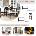 6 Piece Counter Height Dining Table Set Table With Shelf 4 Chairs And Bench For Dining Room Espresso Espresso Solid Wood