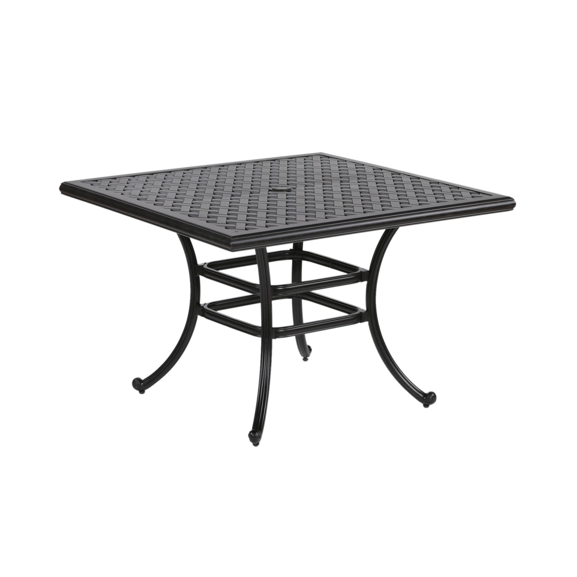 Square 4 Person 43.19" Long Aluminum Dining Set with antique brown-polyester-aluminum