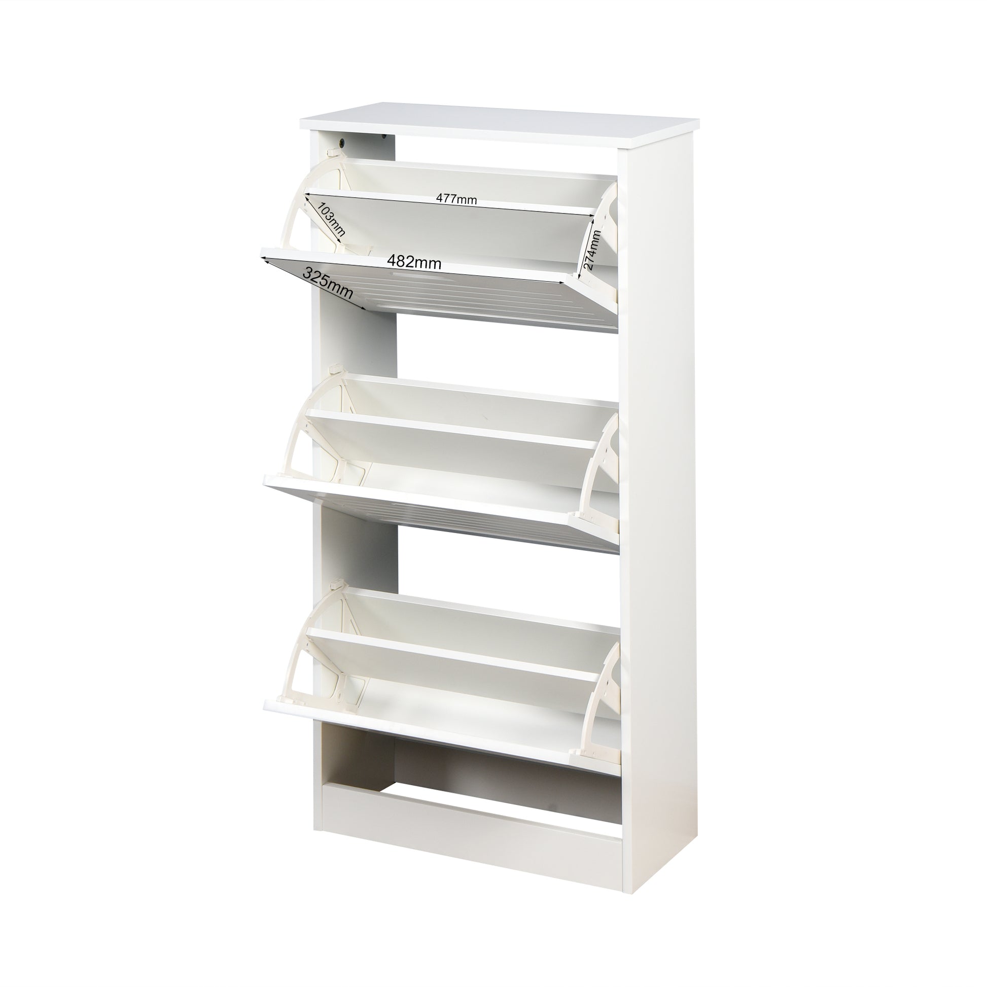 Wooden Shoe Cabinet For Entryway, White Shoe Storage Cabinet With 3 Flip Doors 20.94X9.45X43.11 Inch White Mdf