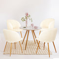 Adjust Legs Upholstered Teddy Faux Fur Dining Armrest Chair Set Of 2 Off White Metal White Dining Room Powder Coated Foam Round Dry Clean Mid Century Modern Dining Chairs Solid Back Foam Polyester