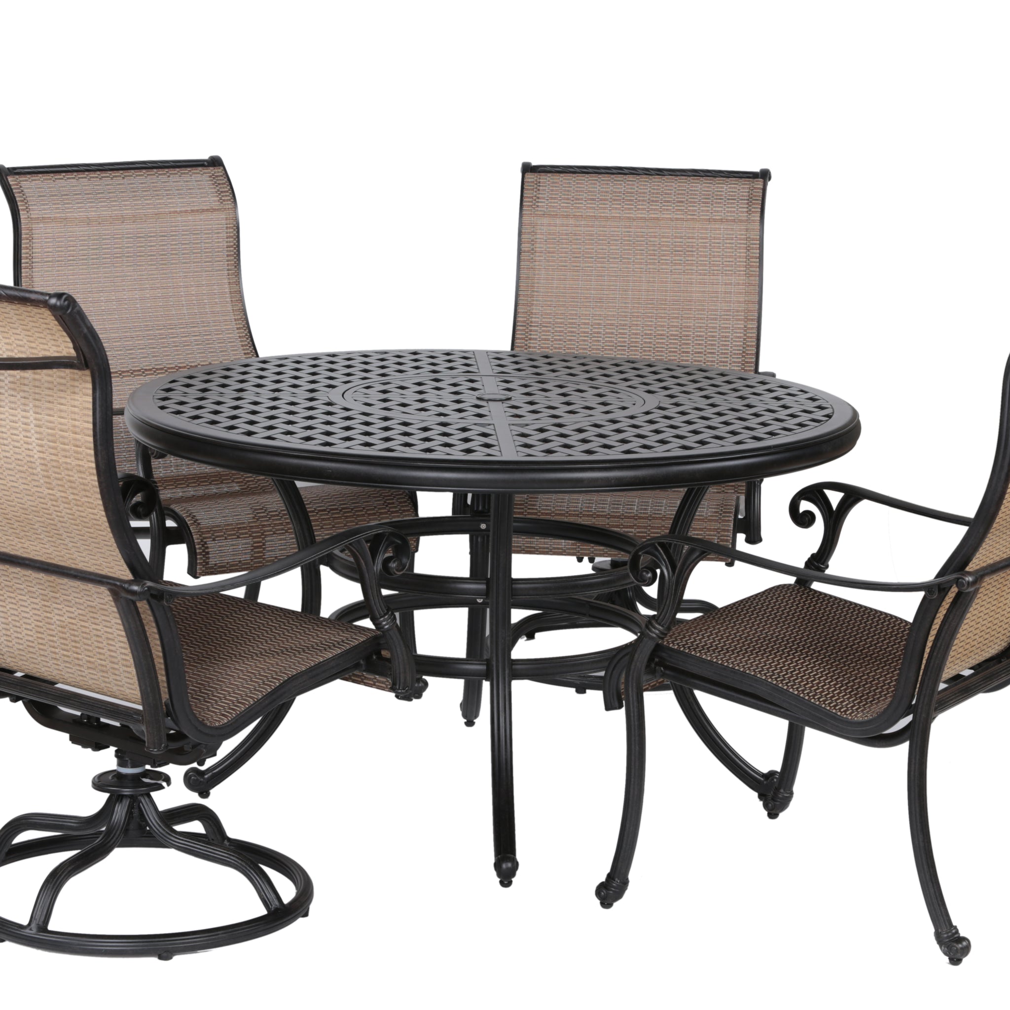 Round 4 Person Dining Set Antique Bronze Aluminum