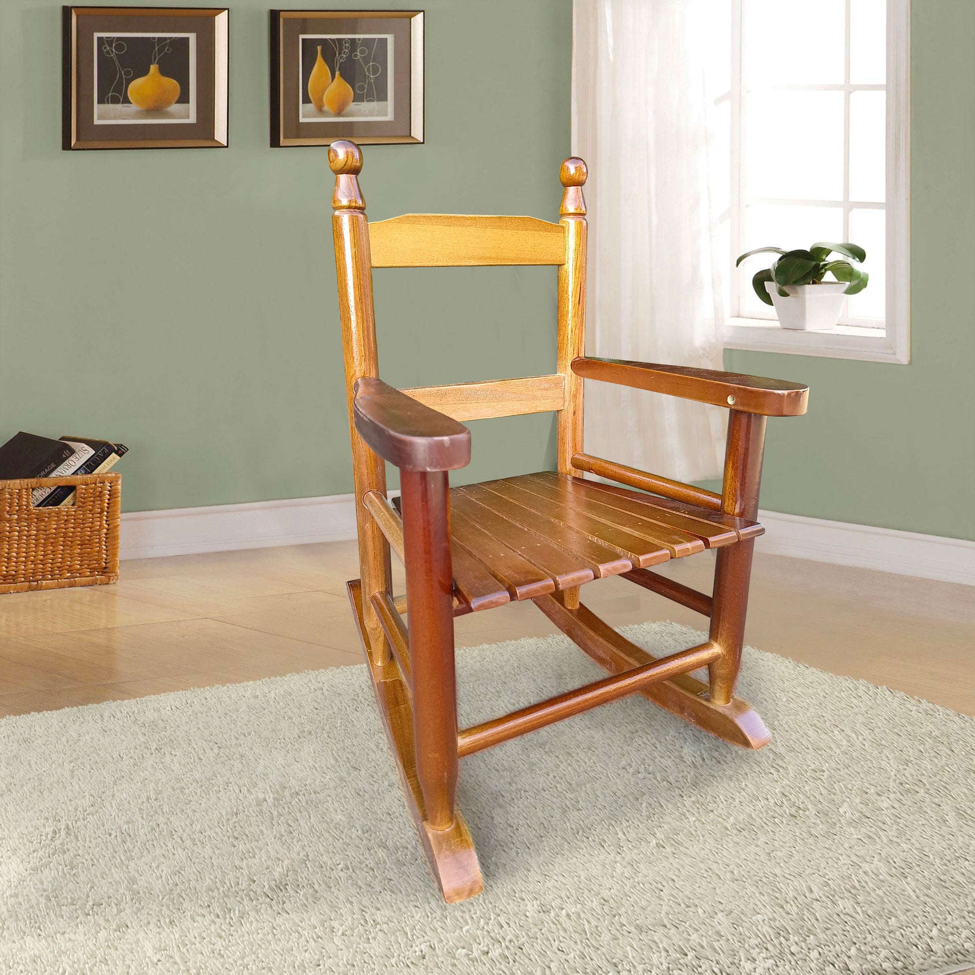Children'S Rocking Oak Chair Indoor Or Outdoor Suitable For Kids Durable Oak Solid Wood
