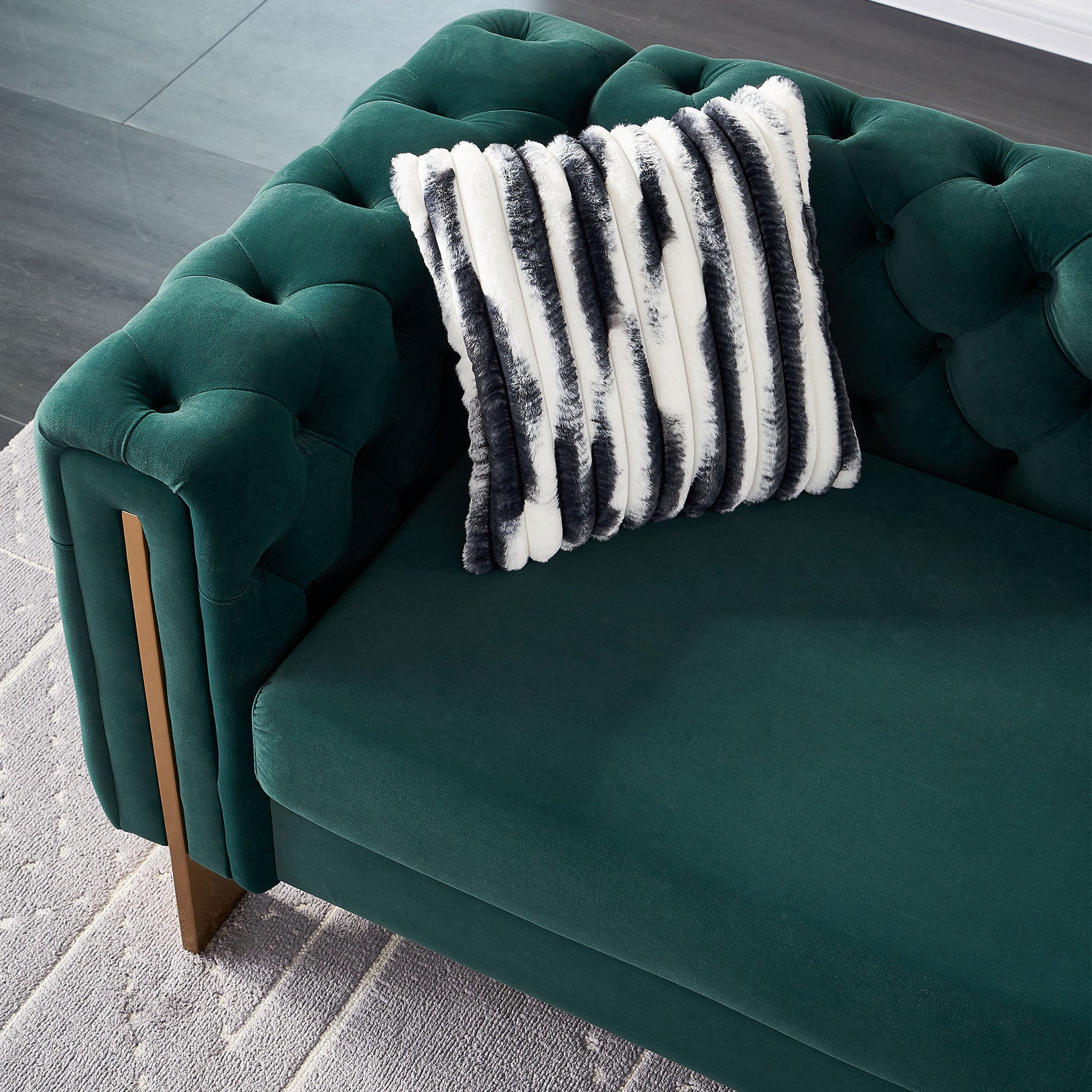 Chesterfield Modern Tufted Velvet Living Room Sofa, 84.25''W Couch,Green Green Foam Velvet