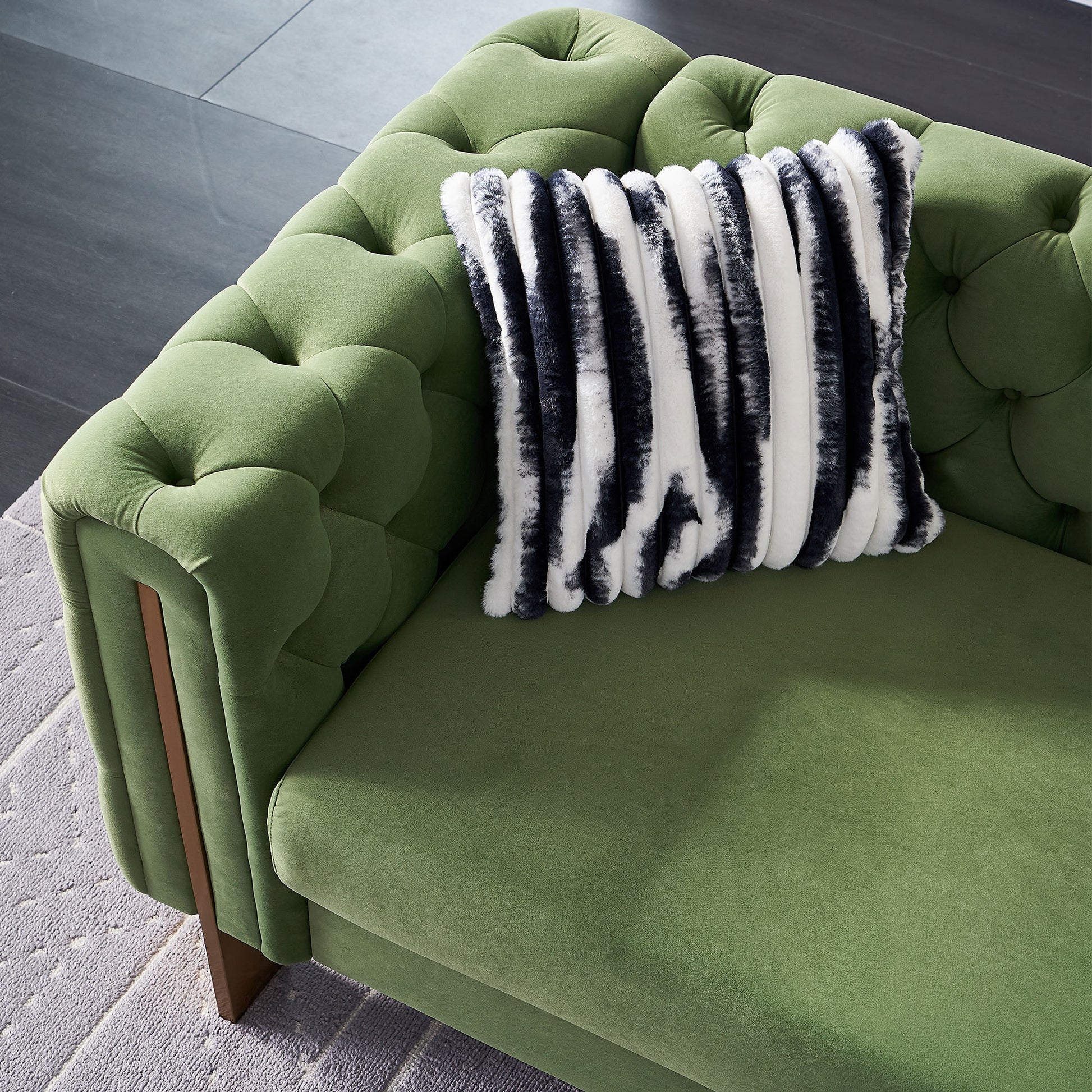 Chesterfield Modern Tufted Velvet Living Room Sofa, 84.25''W Couch,Mint Green Mint Green Velvet Wood Primary Living Space Tufted Back Modern Square Arms Foam Velvet 2 Seat