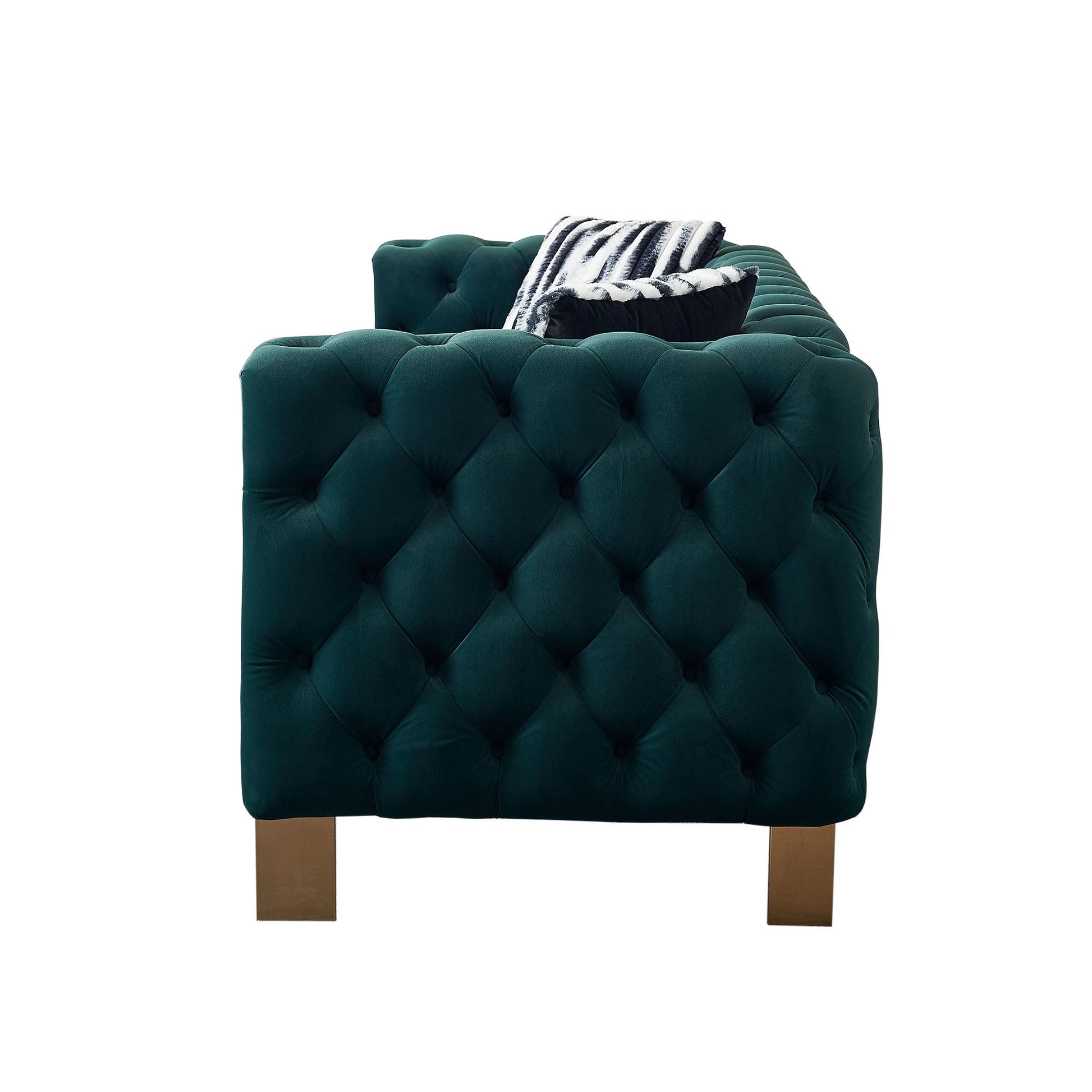 Chesterfield Modern Tufted Velvet Living Room Sofa, 84.25''W Couch,Green Green Foam Velvet