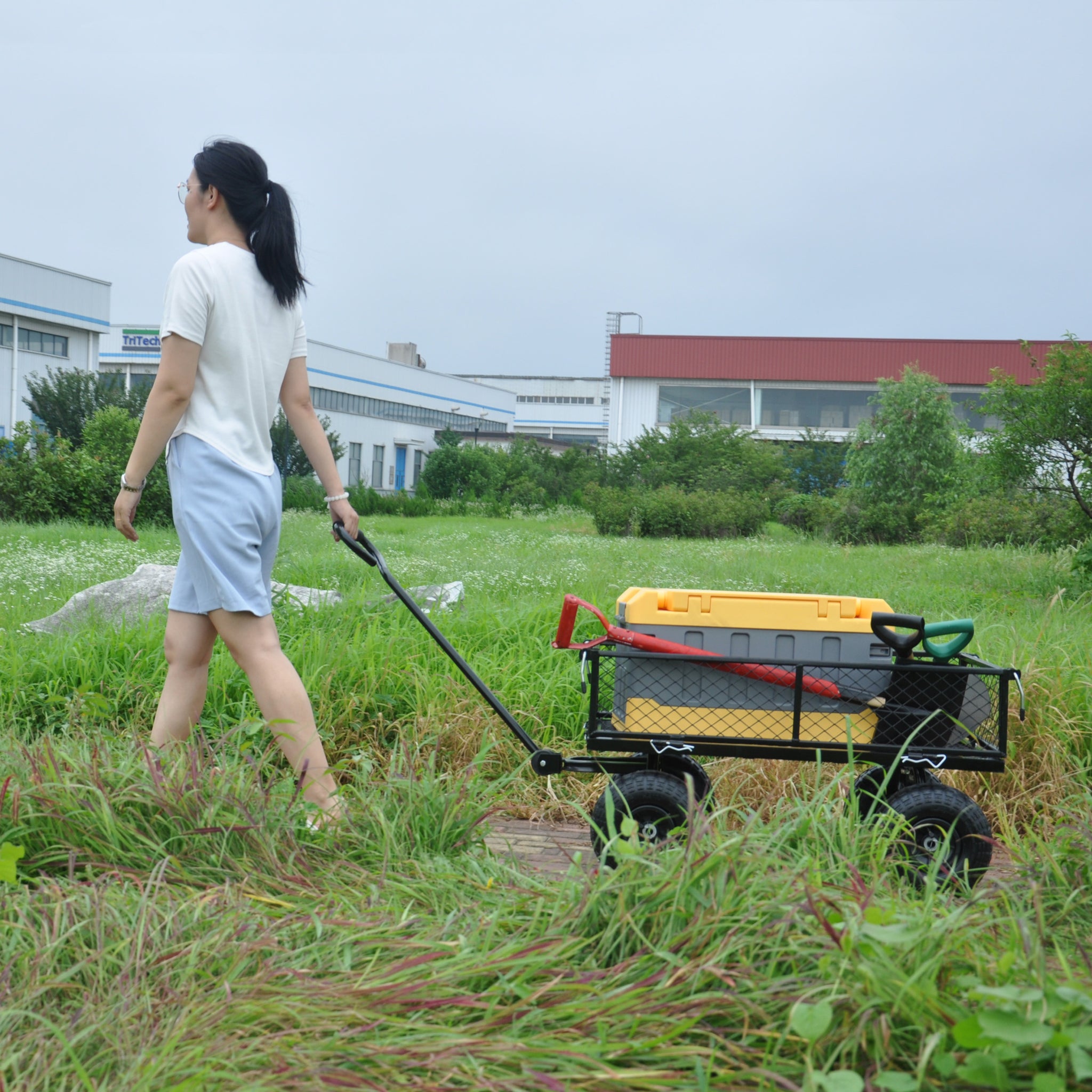 Wagon Cart Garden Cart Trucks Make It Easier To Transport Firewood Tc1840Bkg Black Metal