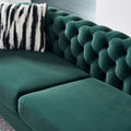 Chesterfield Modern Tufted Velvet Living Room Sofa, 84.25''W Couch,Green Green Foam Velvet