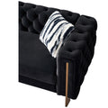 Chesterfield Modern Tufted Velvet Living Room Sofa, 84.25''W Couch,Black Black Velvet Wood Primary Living Space Tufted Back Modern Square Arms Foam Velvet 2 Seat