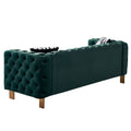 Chesterfield Modern Tufted Velvet Living Room Sofa, 84.25''W Couch,Green Green Foam Velvet