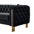 Chesterfield Modern Tufted Velvet Living Room Sofa, 84.25''W Couch,Black Black Velvet Wood Primary Living Space Tufted Back Modern Square Arms Foam Velvet 2 Seat