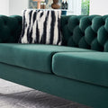 Chesterfield Modern Tufted Velvet Living Room Sofa, 84.25''W Couch,Green Green Foam Velvet