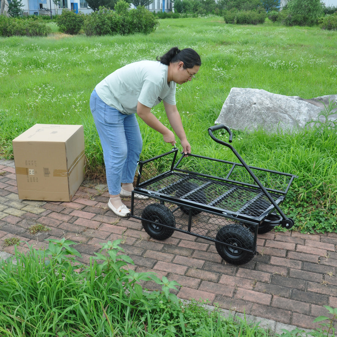 Wagon Cart Garden Cart Trucks Make It Easier To Transport Firewood Tc1840Bkg Black Metal