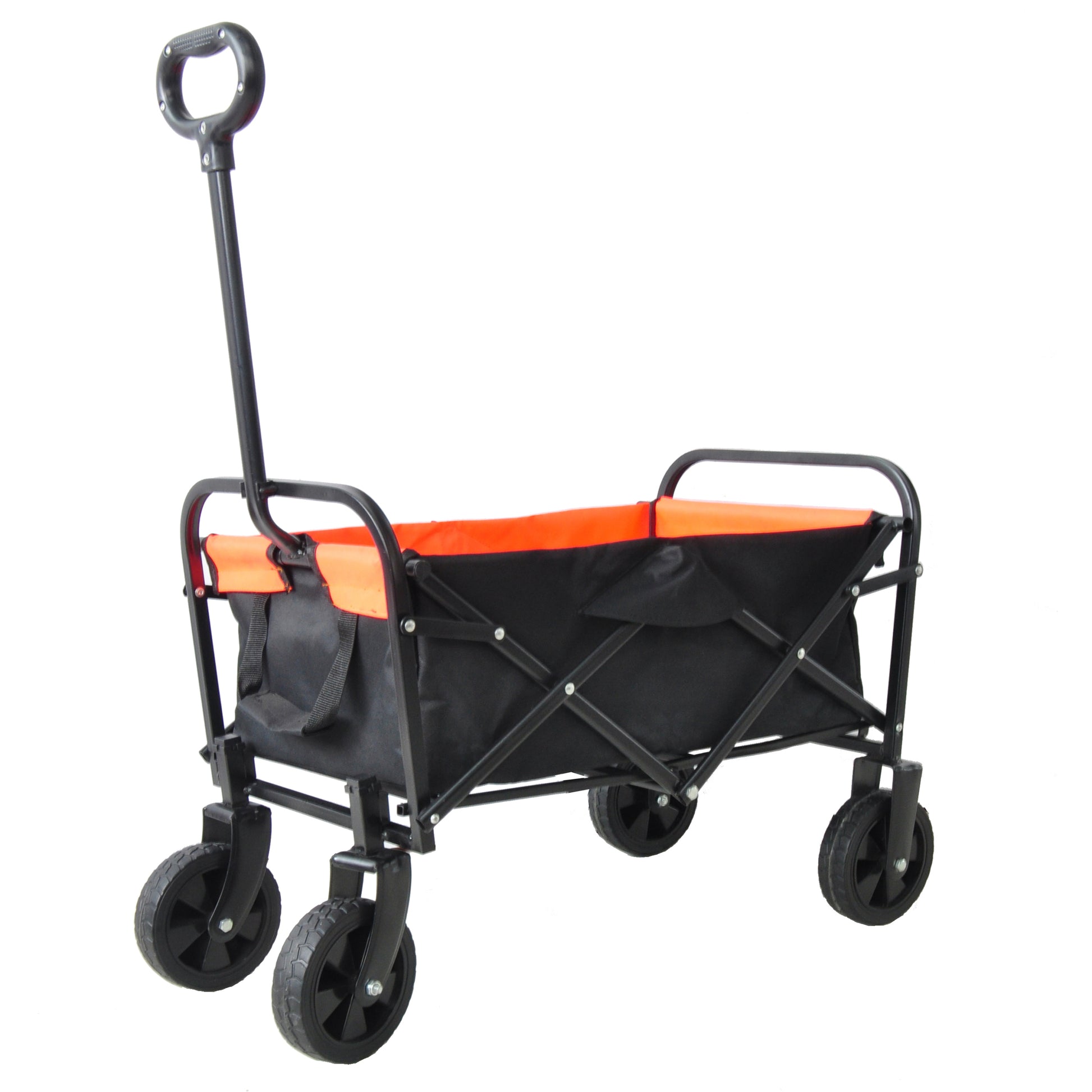 Mini Folding Wagon Garden Shopping Beach Cart Black Yellow Black Steel