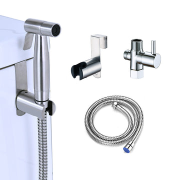 Bidet Sprayer For Toilet, Handheld Sprayer Kit, Hand Held Bidet, Cloth Diaper Sprayer Set Easy To Install Brushed Nickel Stainless Steel