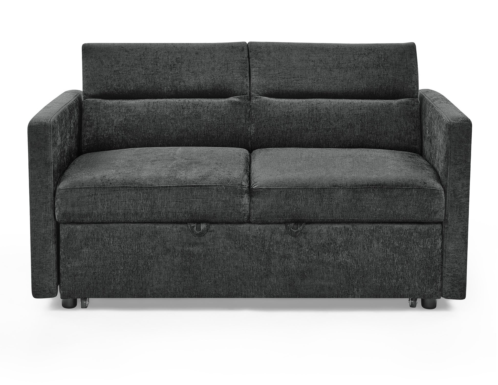 Loveseats Sofa Bed With Pull Out Bed,Adjsutable Back And Two Arm Pocket,Black 54.5"X33"X31.5" Black Chenille