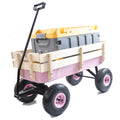 Outdoor Wagon All Terrain Pulling w Wood Railing Air pink-steel