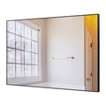 36X24 Inches Modern Black Bathroom Mirror With Aluminum Frame Vertical Or Horizontal Hanging Decorative Wall Mirrors For Living Room Bedroom Black Glass