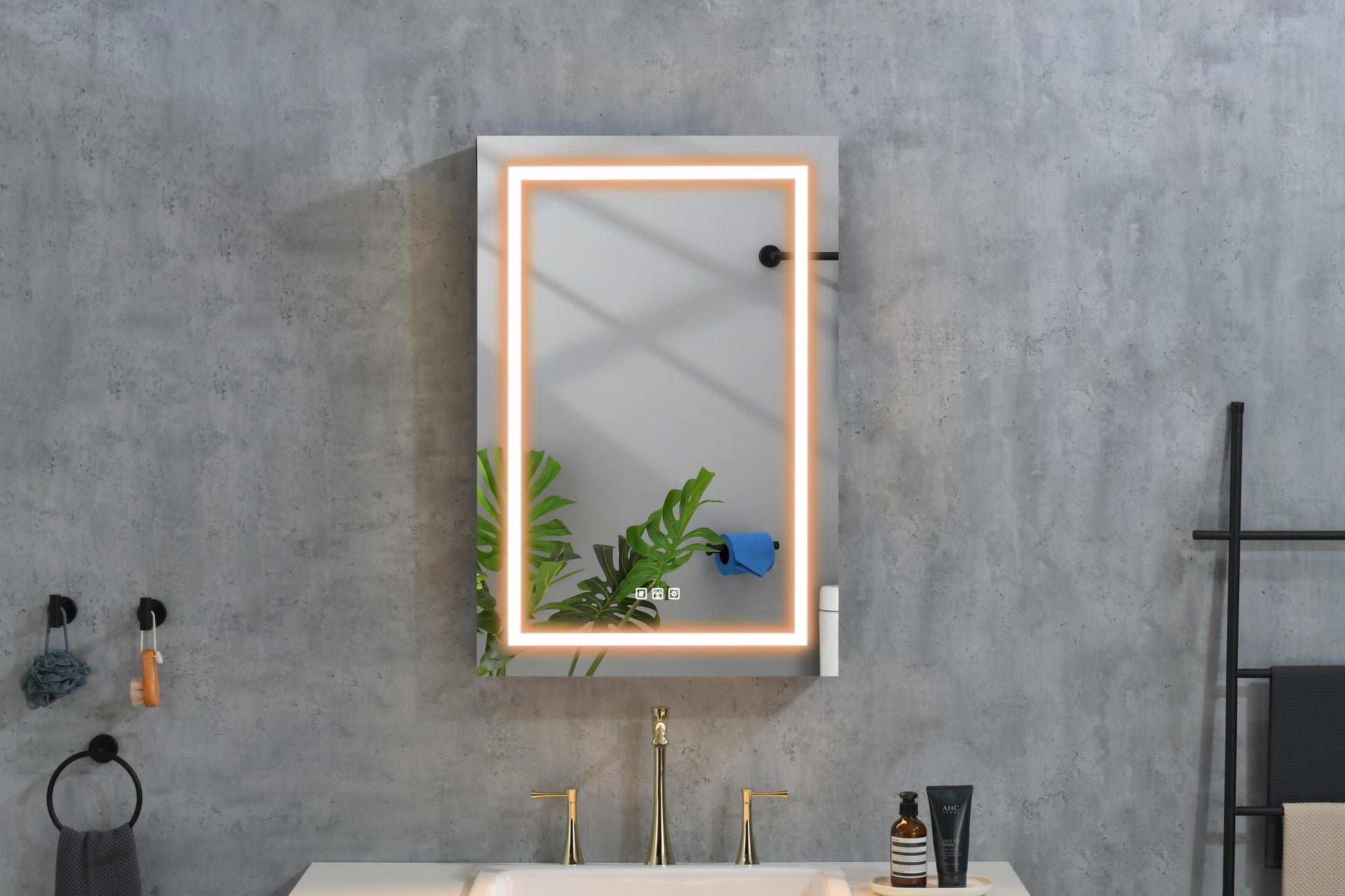 LED Lighted Bathroom Medicine Cabinet with Mirror matt black-aluminium