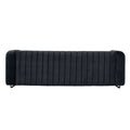 Contemporary Velvet Sofa Couch 84.25''W For Living Room, Black Black Velvet Wood Primary Living Space Tufted Back Modern Rolled Arms Foam Velvet 2 Seat