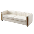 Contemporary Velvet Sofa Couch 84.25''W For Living Room, Beige Beige Velvet Wood Primary Living Space Tufted Back Modern Rolled Arms Foam Velvet 2 Seat