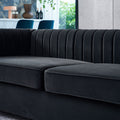 Contemporary Velvet Sofa Couch 84.25''W For Living Room, Black Black Velvet Wood Primary Living Space Tufted Back Modern Rolled Arms Foam Velvet 2 Seat