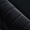 Contemporary Velvet Sofa Couch 84.25''W For Living Room, Black Black Velvet Wood Primary Living Space Tufted Back Modern Rolled Arms Foam Velvet 2 Seat