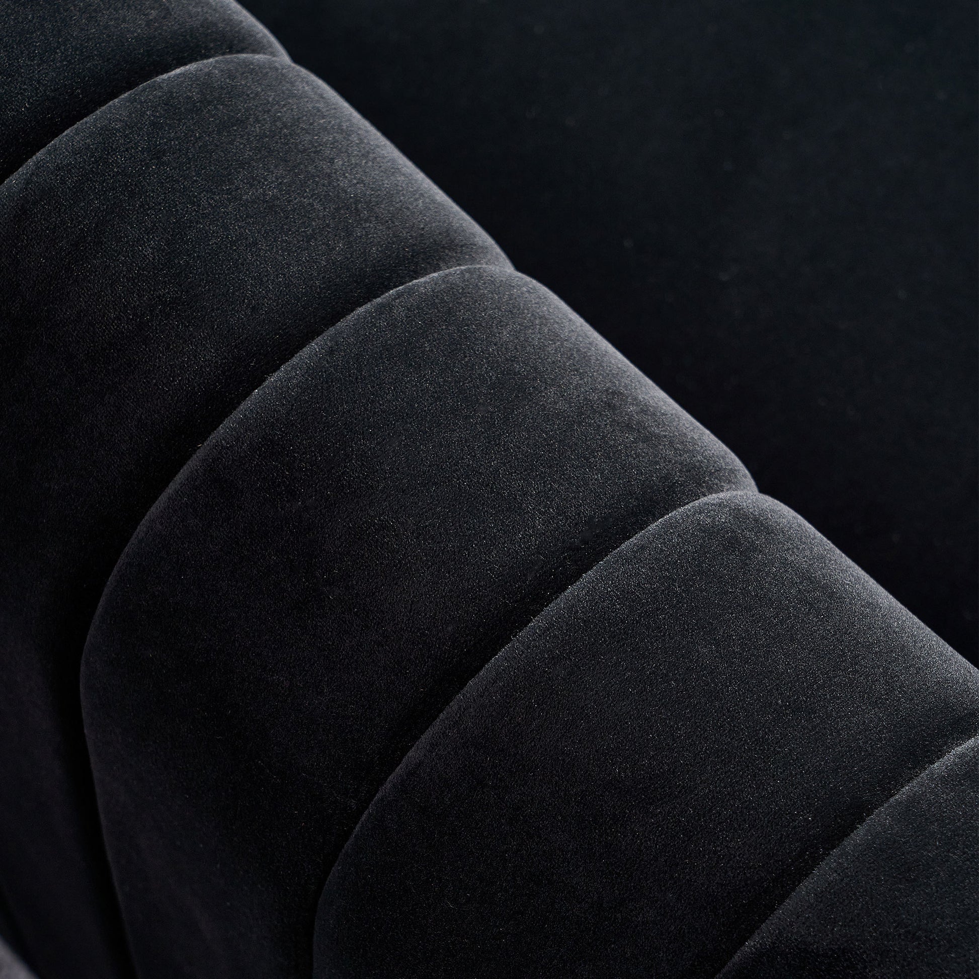 Contemporary Velvet Sofa Couch 84.25''W For Living Room, Black Black Velvet Wood Primary Living Space Tufted Back Modern Rolled Arms Foam Velvet 2 Seat