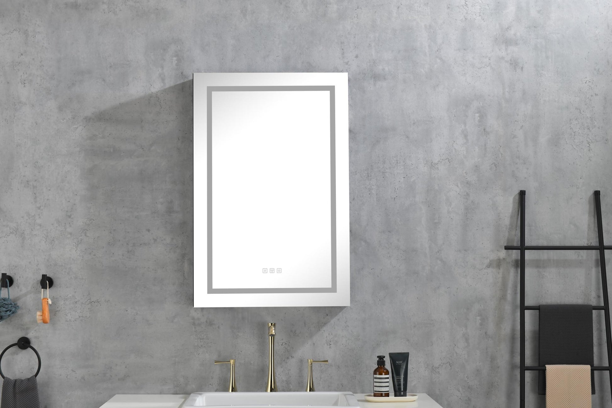 LED Lighted Bathroom Medicine Cabinet with Mirror matt black-aluminium