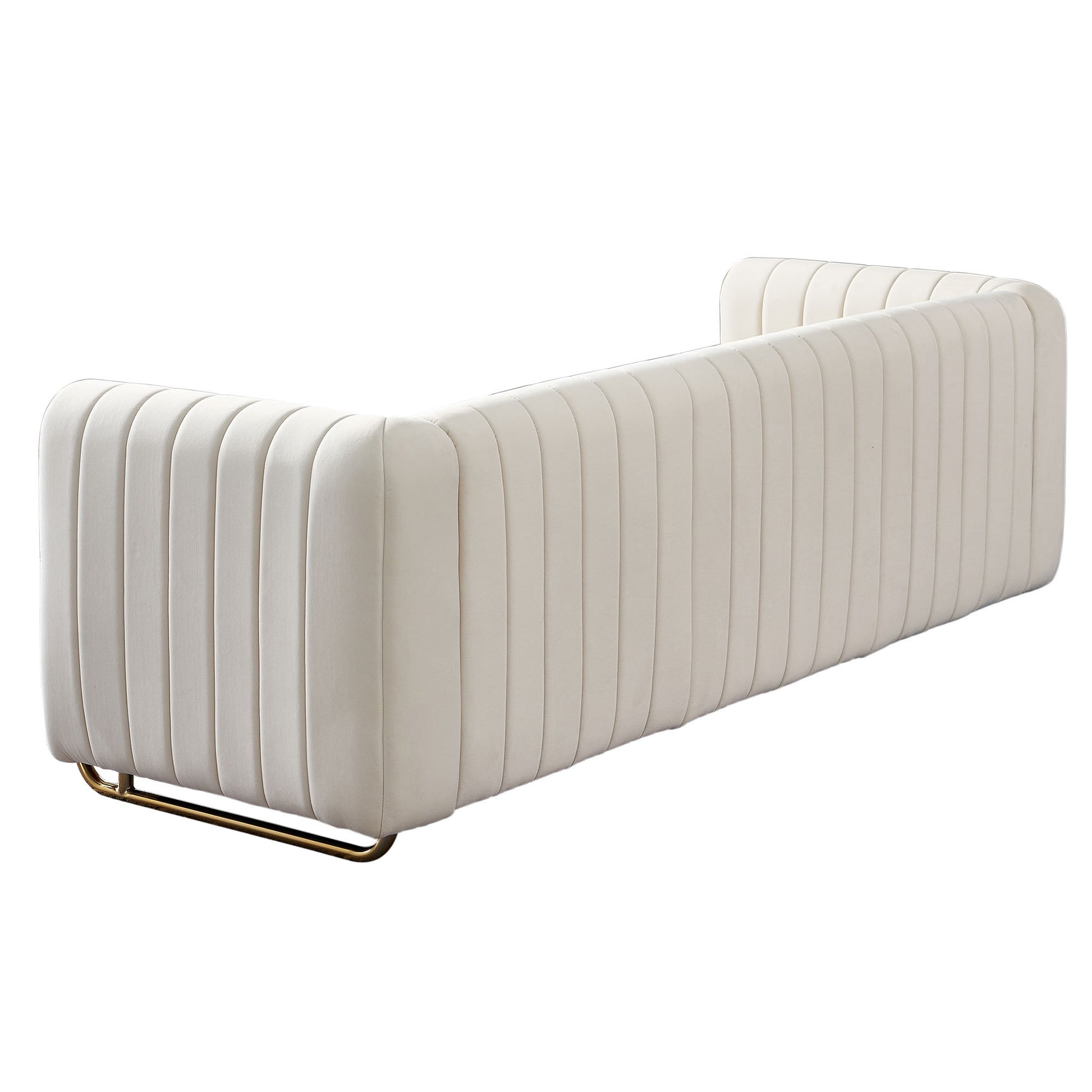 Contemporary Velvet Sofa Couch 84.25''W For Living Room, Beige Beige Velvet Wood Primary Living Space Tufted Back Modern Rolled Arms Foam Velvet 2 Seat