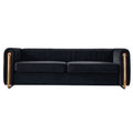 Contemporary Velvet Sofa Couch 84.25''W For Living Room, Black Black Velvet Wood Primary Living Space Tufted Back Modern Rolled Arms Foam Velvet 2 Seat