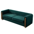 Contemporary Velvet Sofa Couch 84.25''W For Living Room, Green Green Velvet Wood Primary Living Space Tufted Back Modern Rolled Arms Foam Velvet 2 Seat