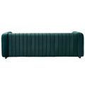 Contemporary Velvet Sofa Couch 84.25''W For Living Room, Green Green Velvet Wood Primary Living Space Tufted Back Modern Rolled Arms Foam Velvet 2 Seat